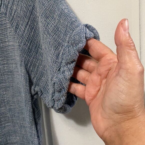 Frame blue rolled cuff sleeves navy piping size S - Picture 5 of 13